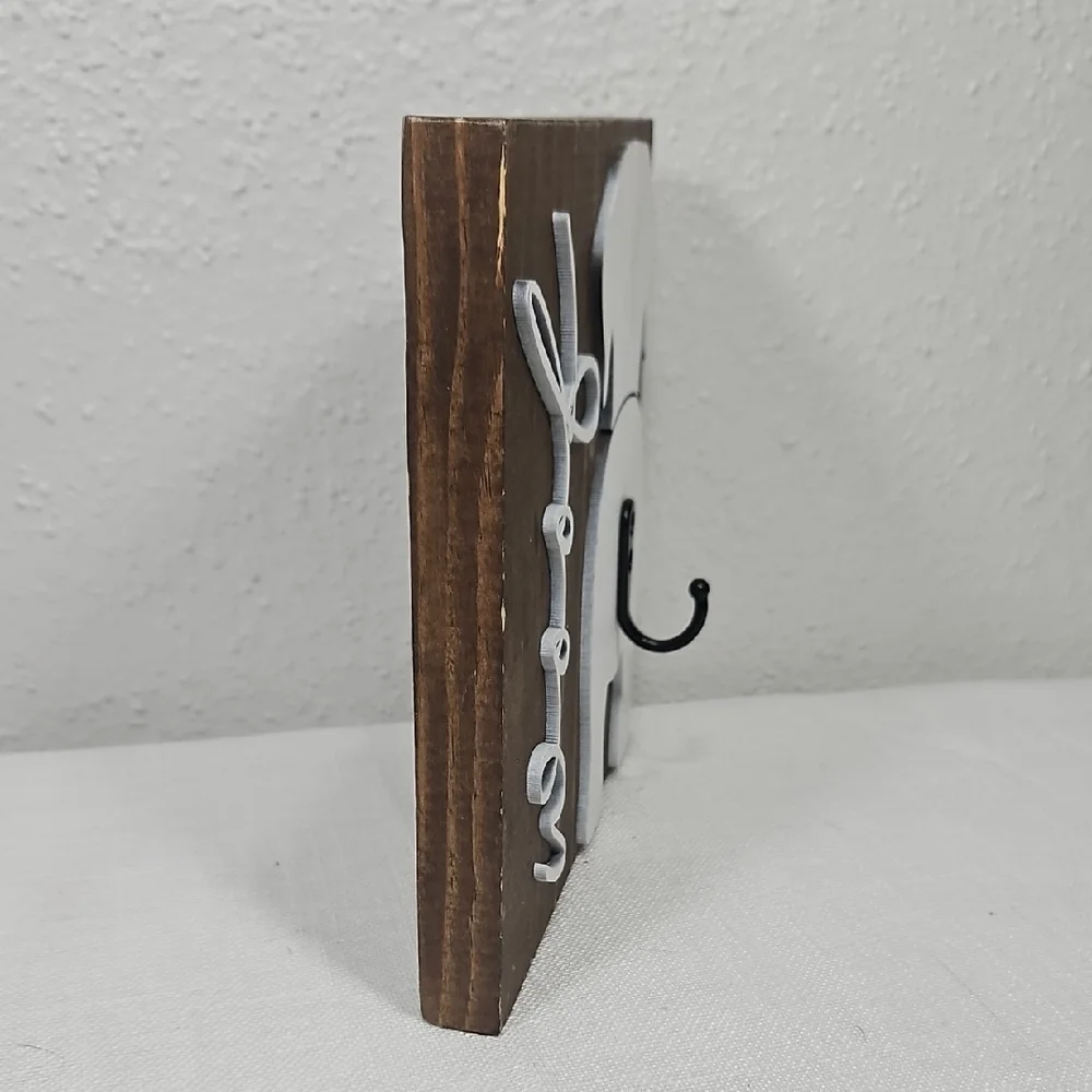 Brown Rustic Woof Dog Tail Silhouette Wall Hook Decorative Leash Holder 7